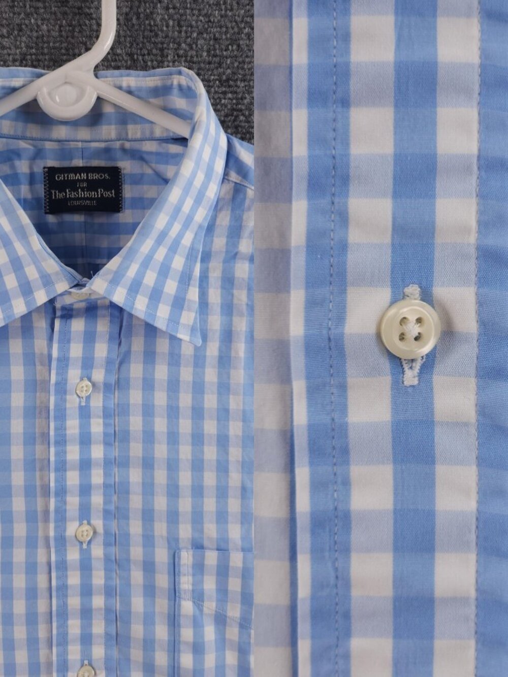 Gitman Bros Check 16 Blue Button Up Long Sleeve Men Pocket Shirt Woven Fashion